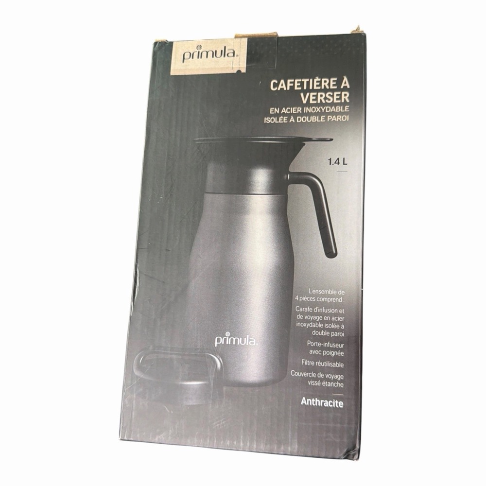 Primula 48 oz Stainless Steel Pour Over Coffee Maker Insulated Charcoal New